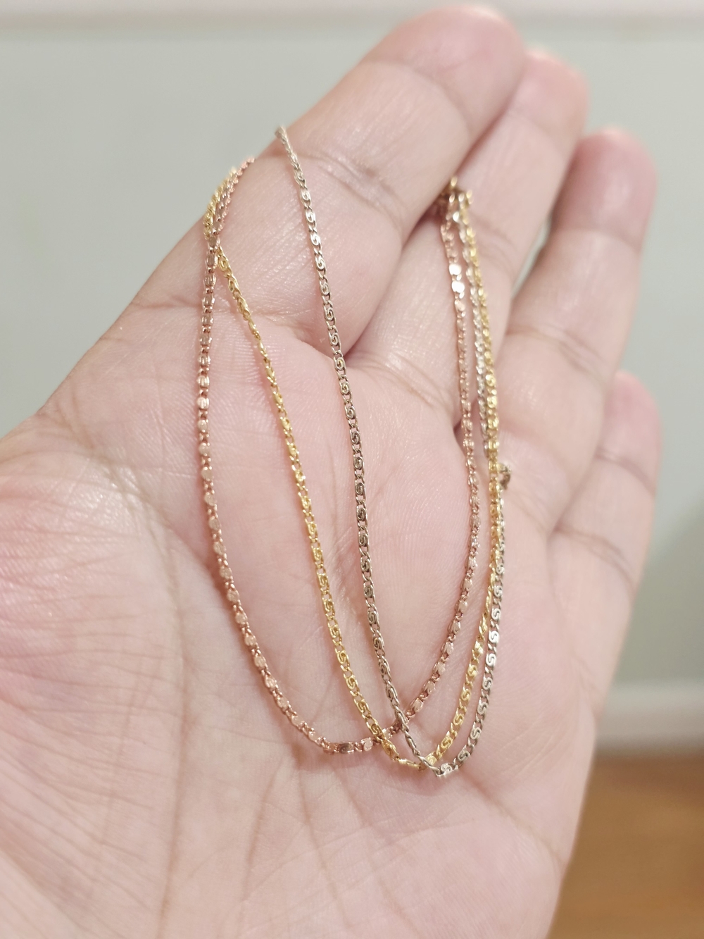 18k Gold Plated Tri-Tone Women's Chain Bracelet - Gold, Rose Gold, Silver